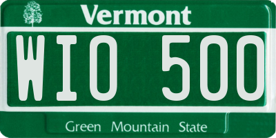 VT license plate WIO500