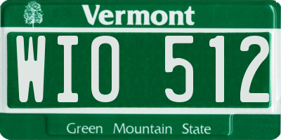 VT license plate WIO512