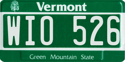 VT license plate WIO526