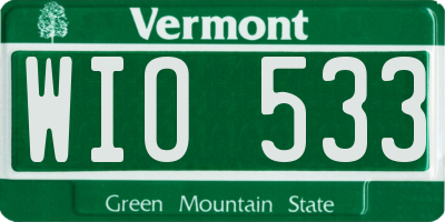 VT license plate WIO533
