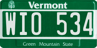 VT license plate WIO534