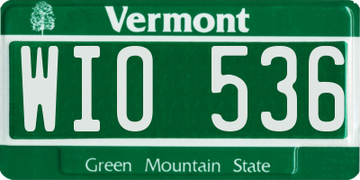 VT license plate WIO536