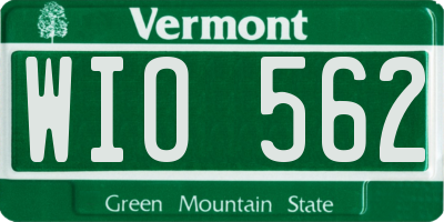 VT license plate WIO562