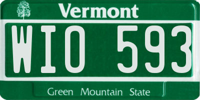 VT license plate WIO593