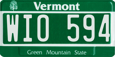 VT license plate WIO594
