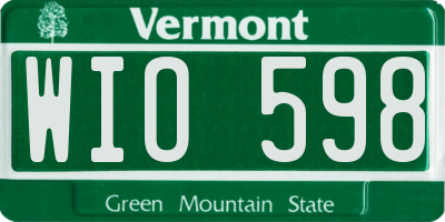 VT license plate WIO598