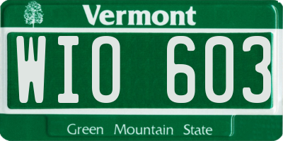 VT license plate WIO603