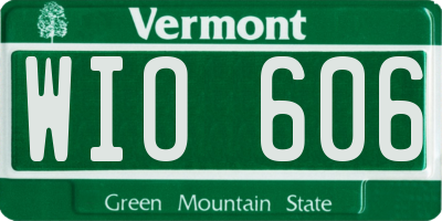 VT license plate WIO606