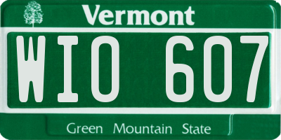 VT license plate WIO607