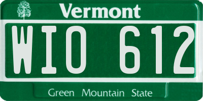 VT license plate WIO612