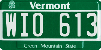 VT license plate WIO613