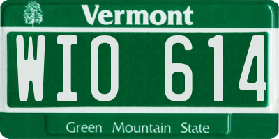 VT license plate WIO614