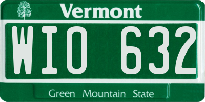 VT license plate WIO632