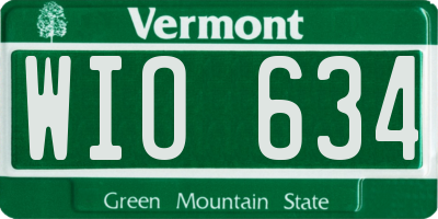 VT license plate WIO634