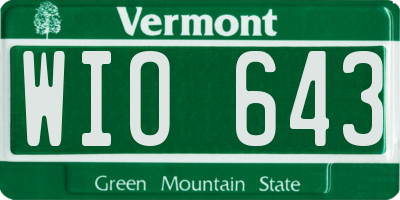 VT license plate WIO643
