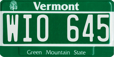VT license plate WIO645