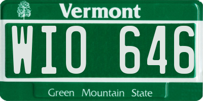 VT license plate WIO646