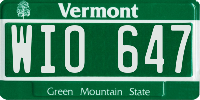 VT license plate WIO647