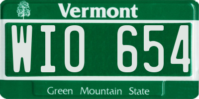 VT license plate WIO654