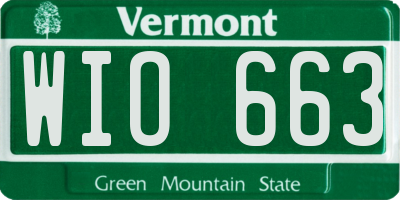 VT license plate WIO663