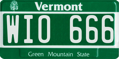 VT license plate WIO666