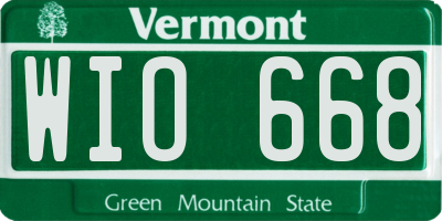 VT license plate WIO668