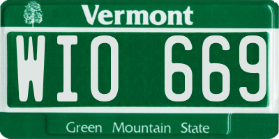 VT license plate WIO669