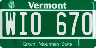 VT license plate WIO670