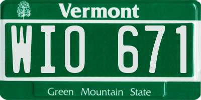 VT license plate WIO671