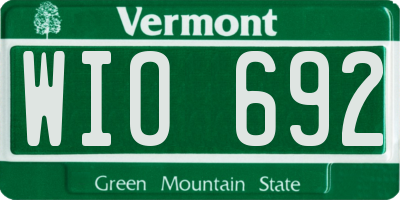 VT license plate WIO692