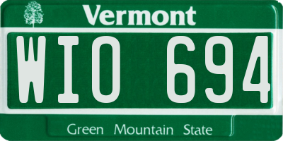 VT license plate WIO694