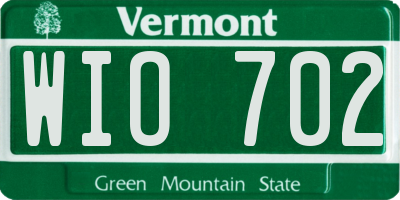 VT license plate WIO702