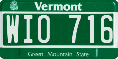 VT license plate WIO716