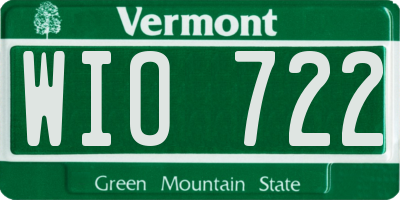 VT license plate WIO722
