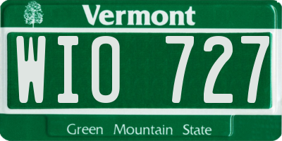 VT license plate WIO727