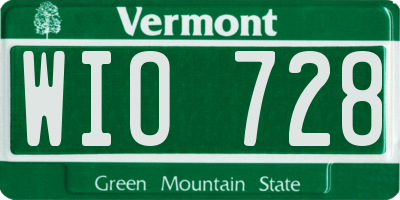 VT license plate WIO728