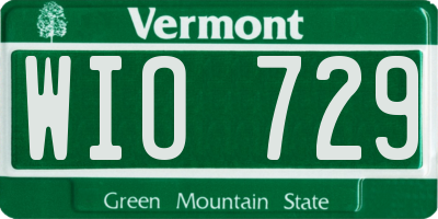 VT license plate WIO729