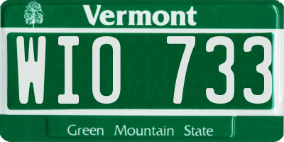 VT license plate WIO733