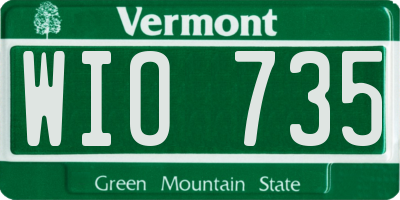 VT license plate WIO735