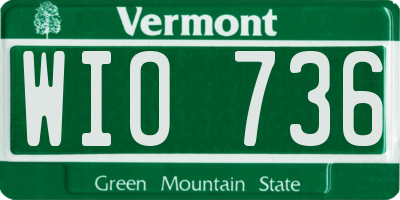 VT license plate WIO736