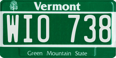 VT license plate WIO738