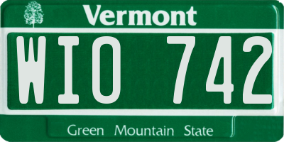 VT license plate WIO742