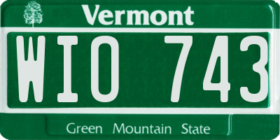 VT license plate WIO743
