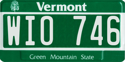 VT license plate WIO746