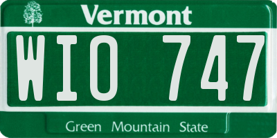 VT license plate WIO747