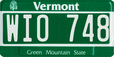 VT license plate WIO748