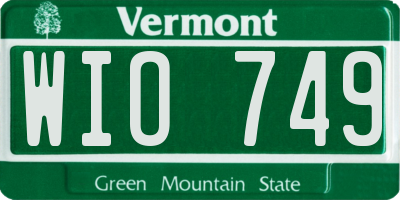 VT license plate WIO749