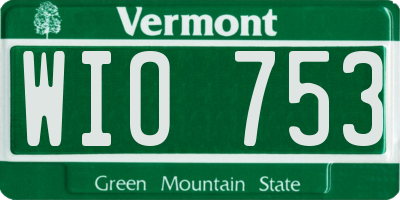 VT license plate WIO753