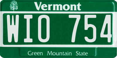 VT license plate WIO754
