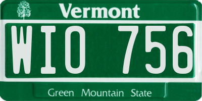 VT license plate WIO756